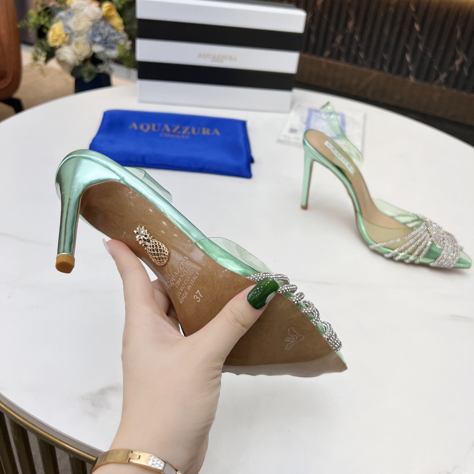 Aquazzura Gatsby Sling Satin 105 - DesignerGu