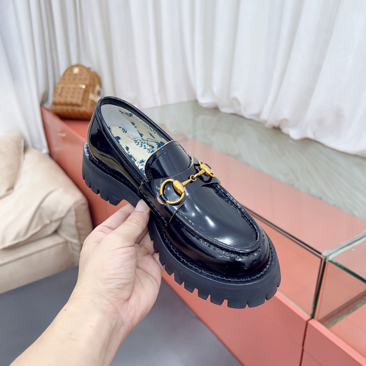 Gucci Leather Lug Sole Horsebit Loafer - DesignerGu