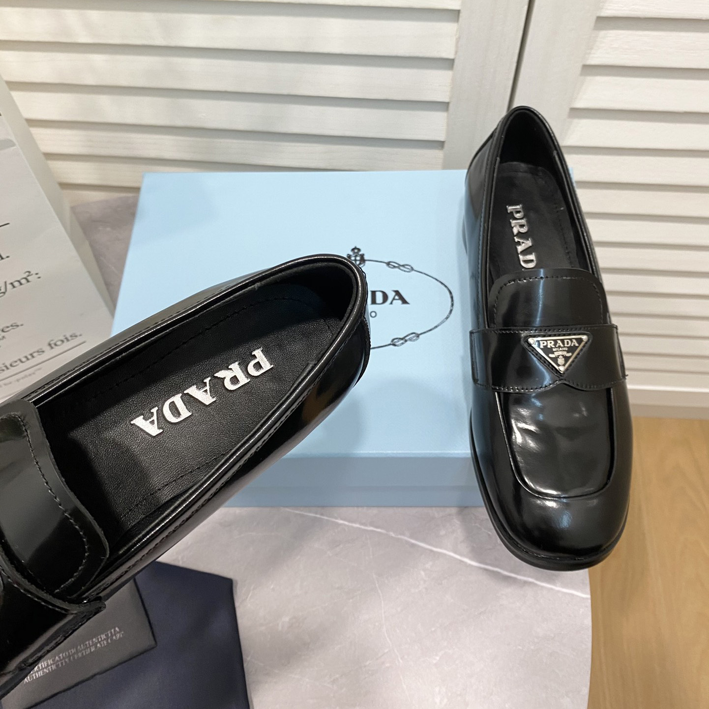 Prada Chocolate Brushed Leather Loafers - DesignerGu