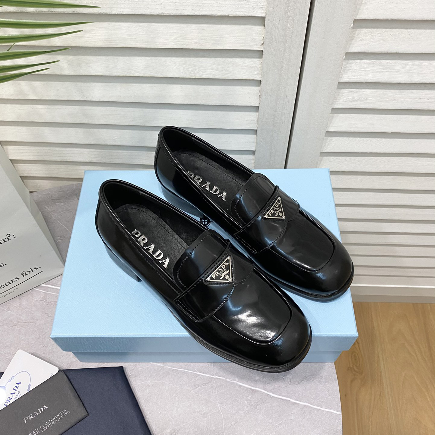 Prada Chocolate Brushed Leather Loafers - DesignerGu