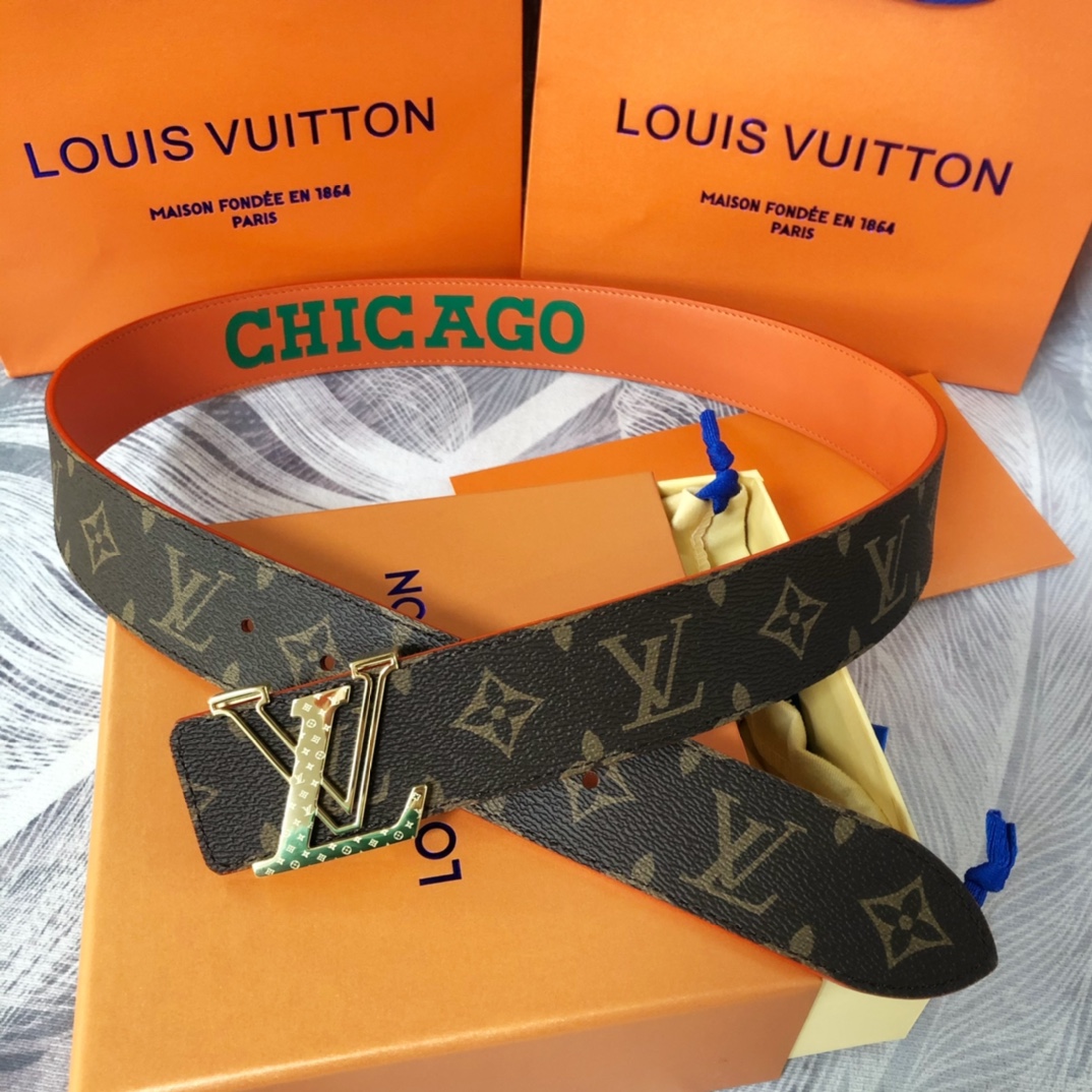 Louis Vuitton LV Pyramide Cities Exclusive 40MM Reversible Belt—Chicago - DesignerGu