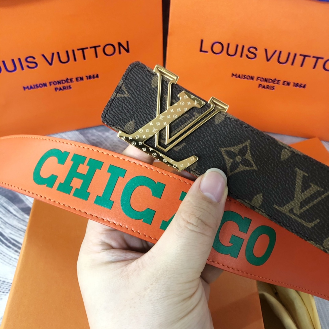 Louis Vuitton LV Pyramide Cities Exclusive 40MM Reversible Belt—Chicago - DesignerGu