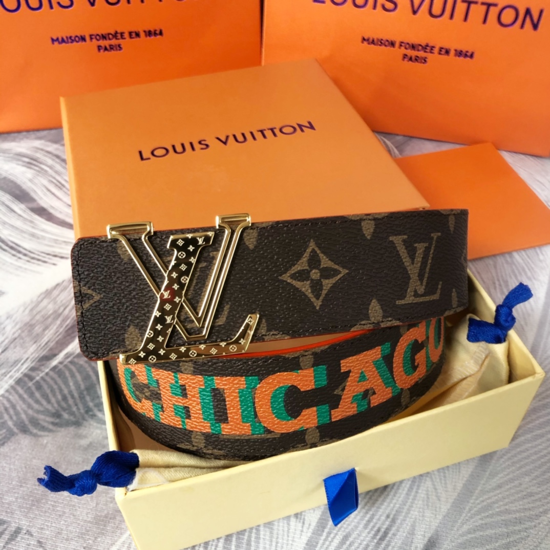 Louis Vuitton LV Pyramide Cities Exclusive 40MM Reversible Belt—Chicago - DesignerGu