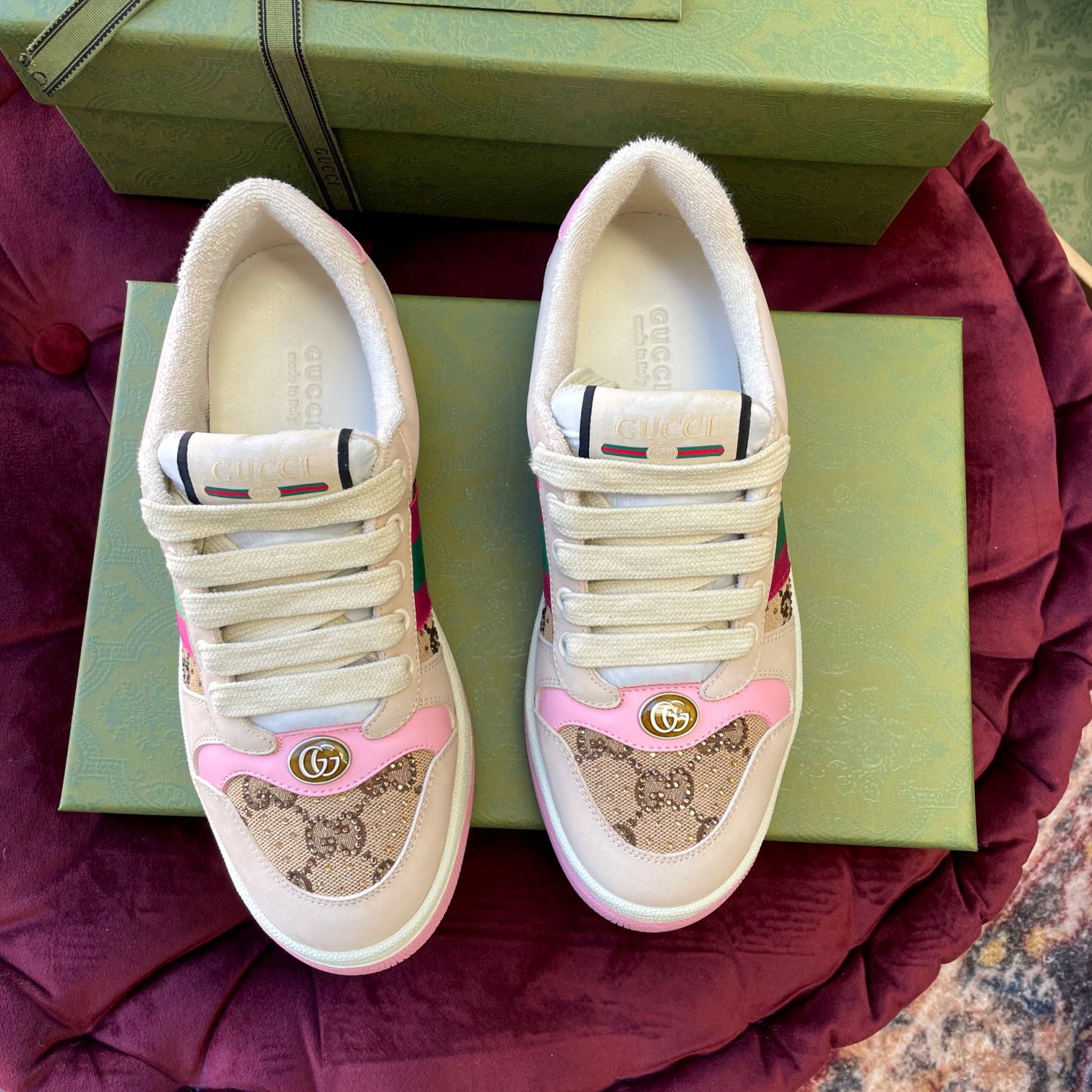 Gucci Women's Screener Sneaker With Crystals - DesignerGu