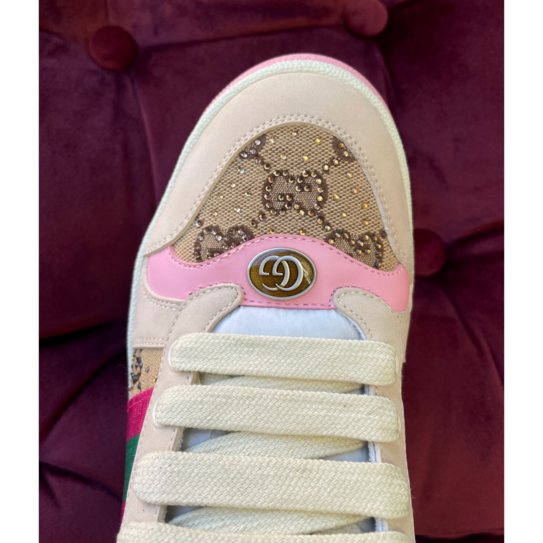 Gucci Women's Screener Sneaker With Crystals - DesignerGu