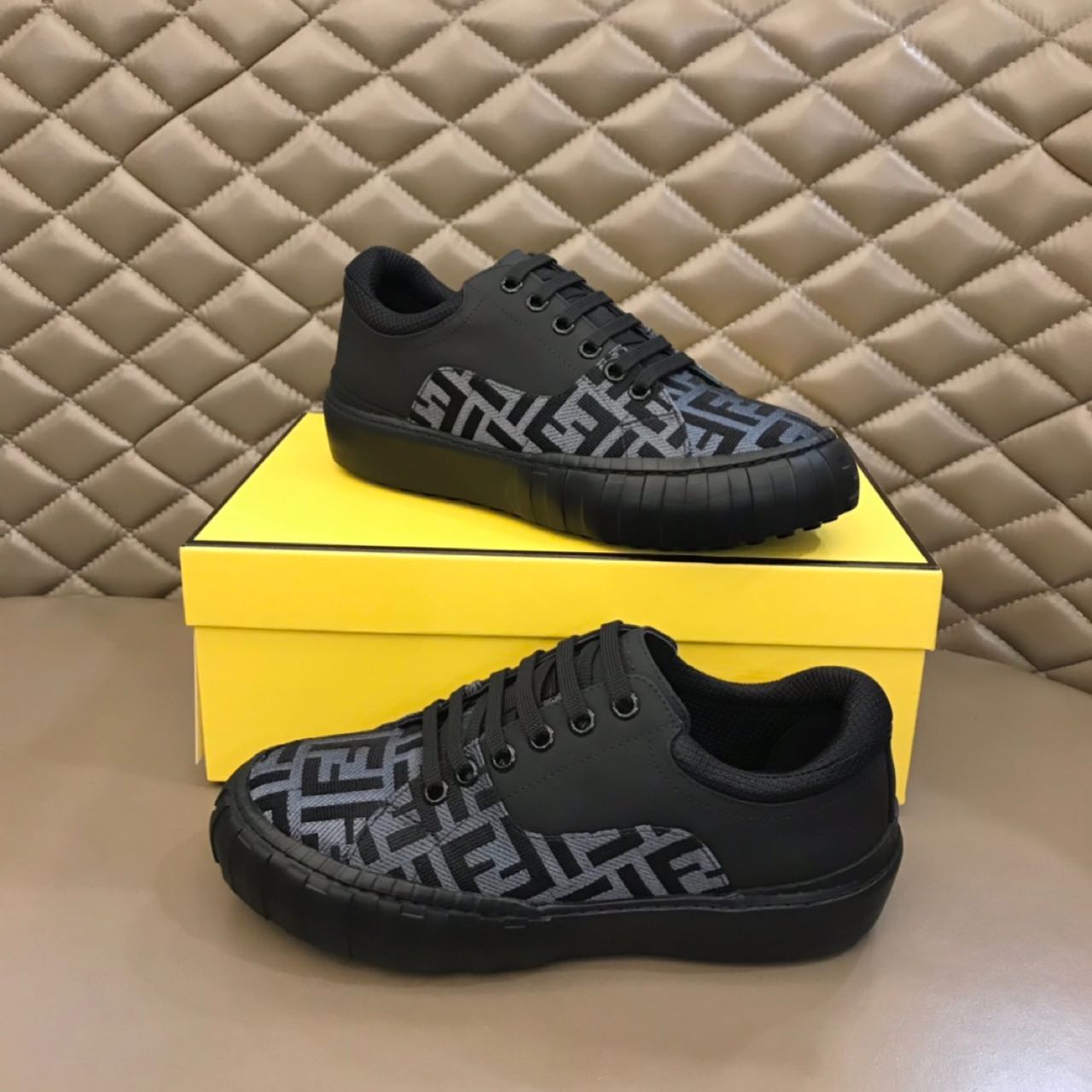 Fendi Force Black fabric low-Tops Sneakers - DesignerGu