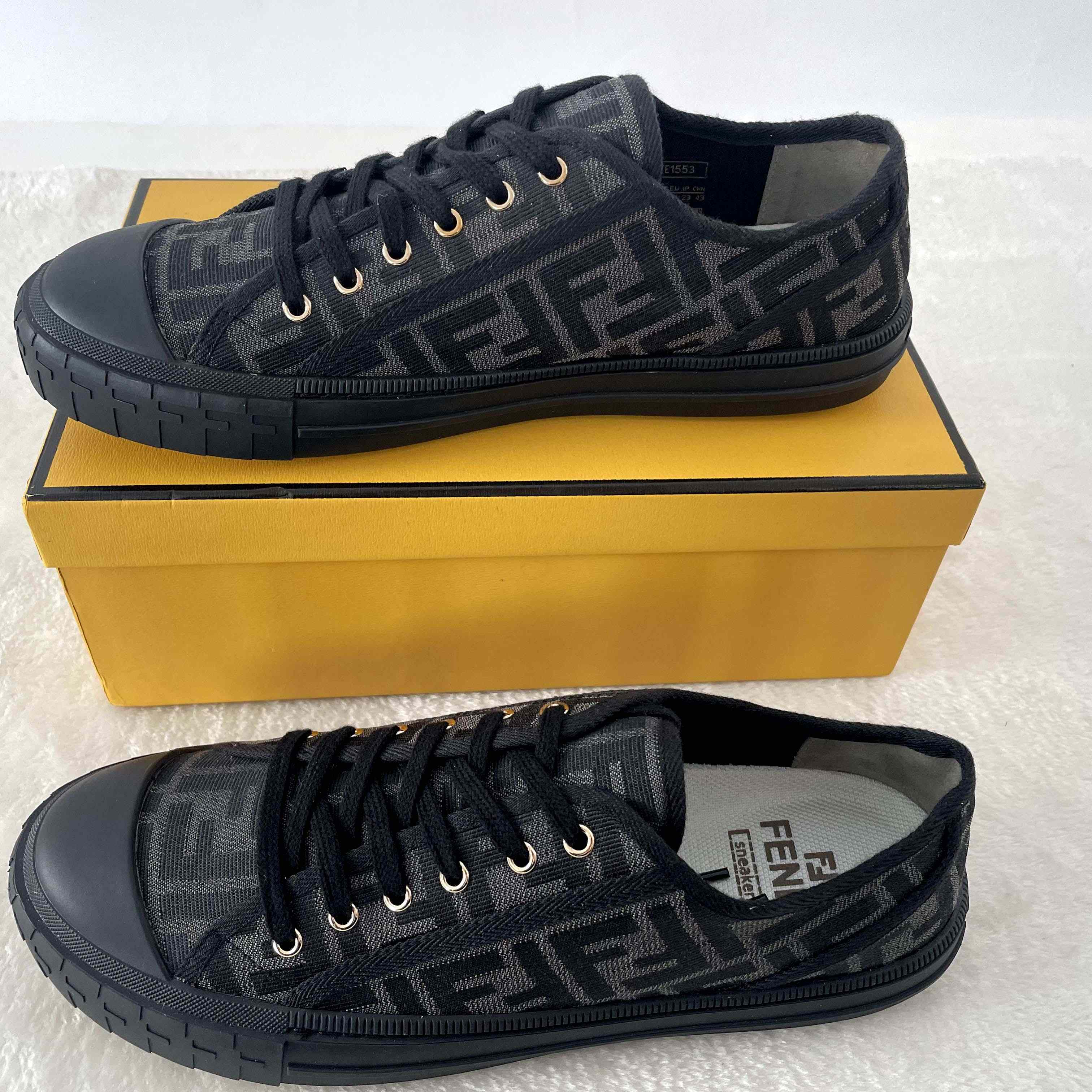 Fendi Domino Black Fabric Low-Tops Sneakers - DesignerGu