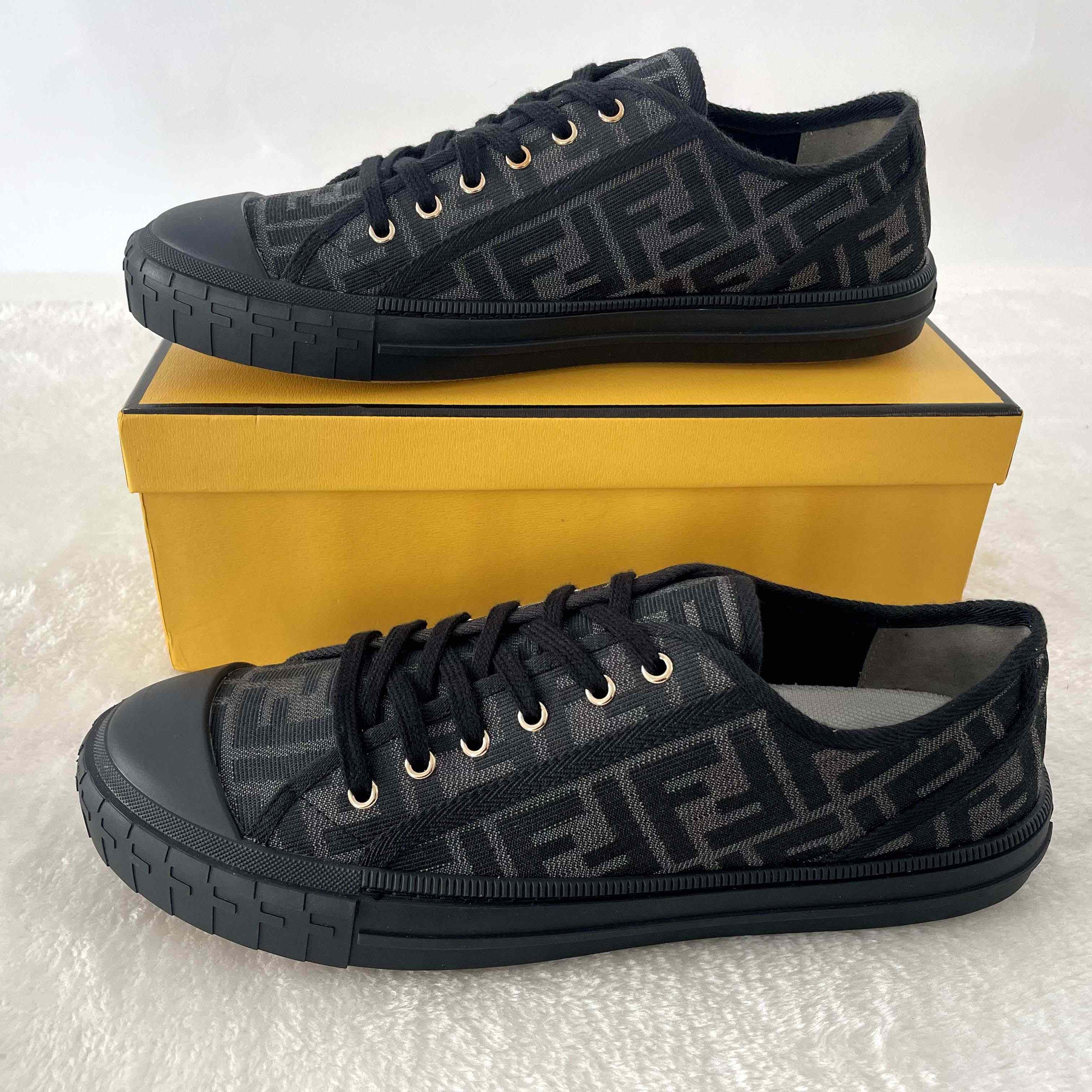 Fendi Domino Black Fabric Low-Tops Sneakers - DesignerGu