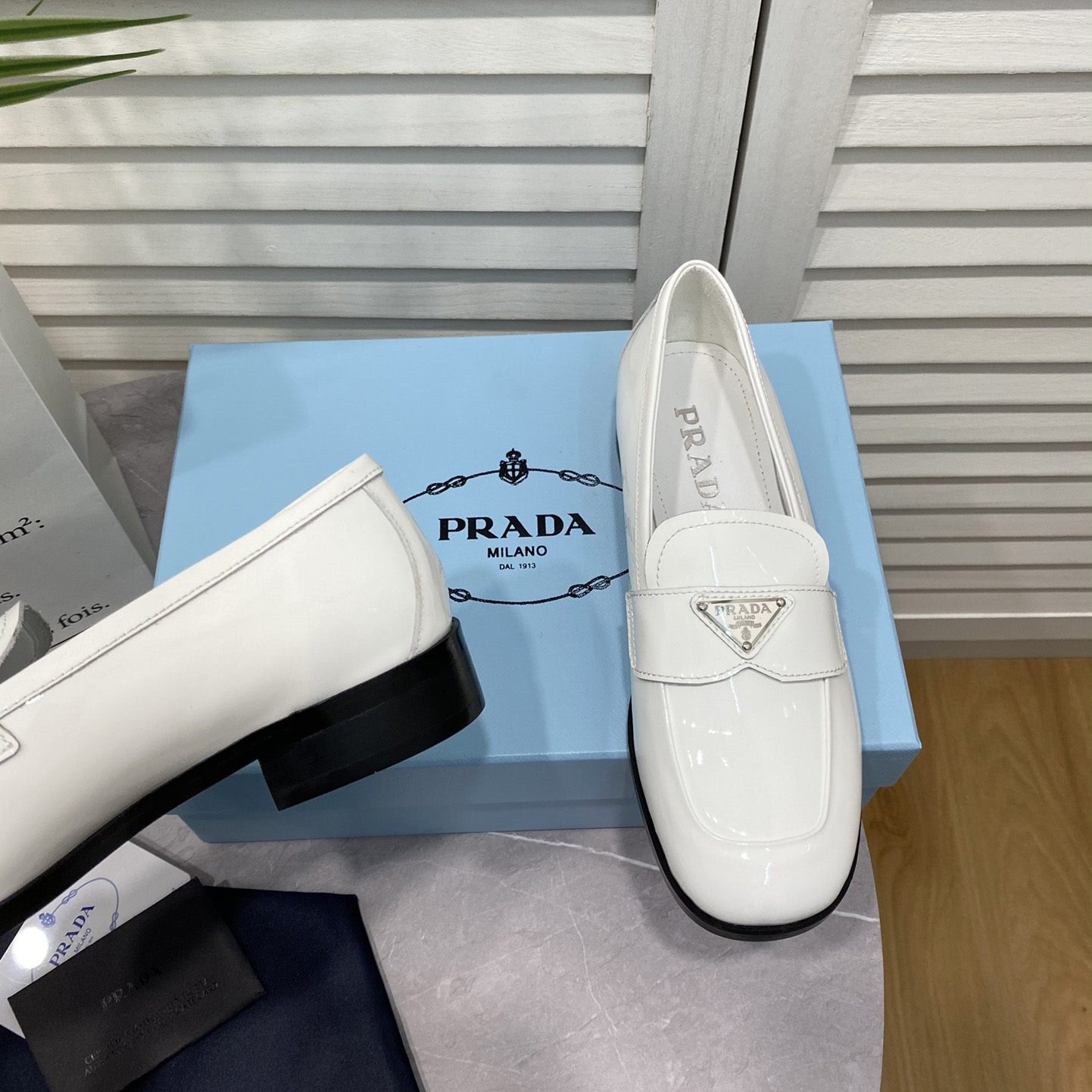 Prada Chocolate Brushed Leather Loafers - DesignerGu