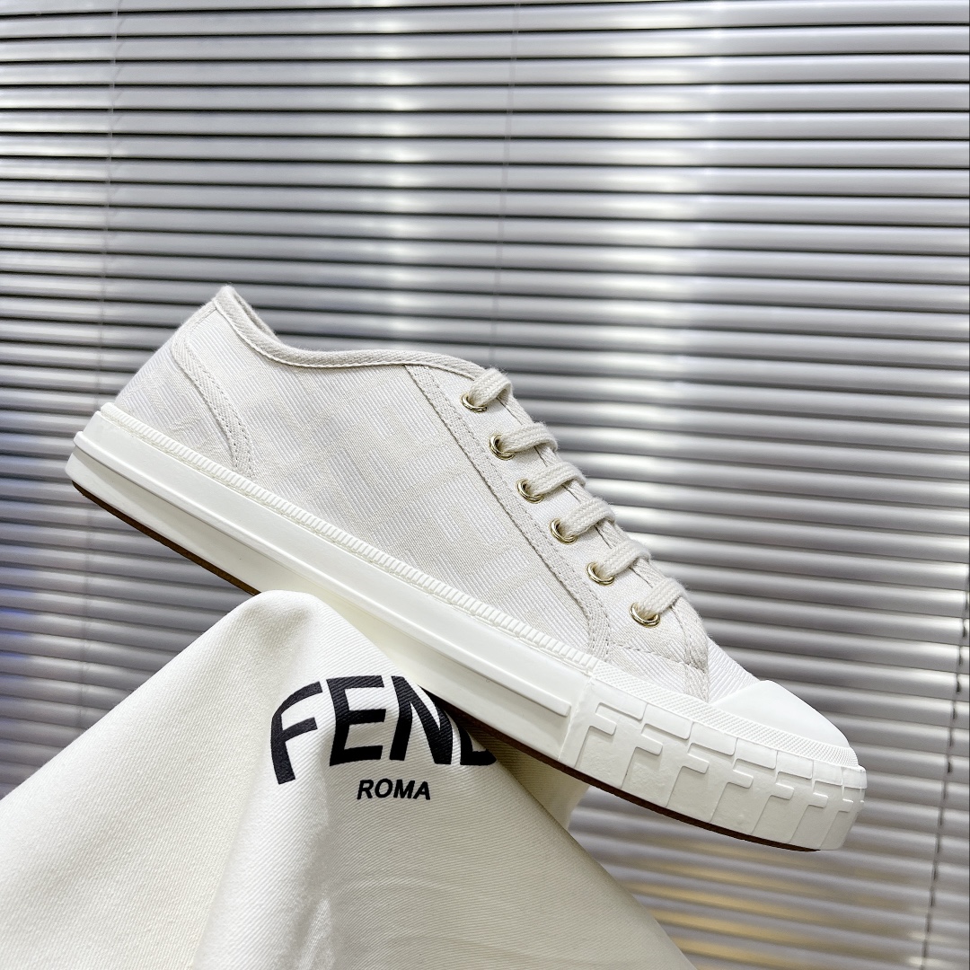 Fendi Domino Black Fabric Low-Tops Sneakers - DesignerGu