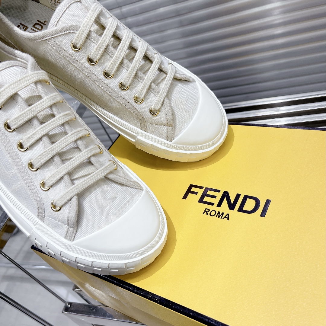 Fendi Domino Black Fabric Low-Tops Sneakers - DesignerGu