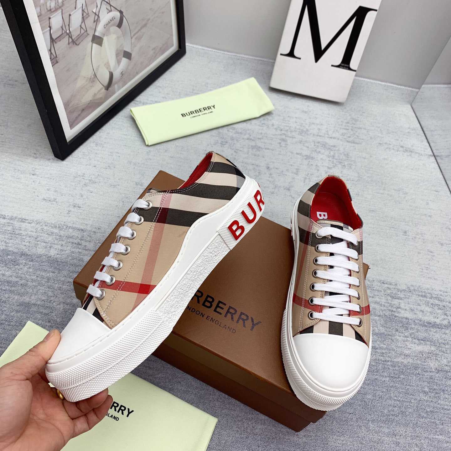 Burberry Check Cotton Sneakers - DesignerGu