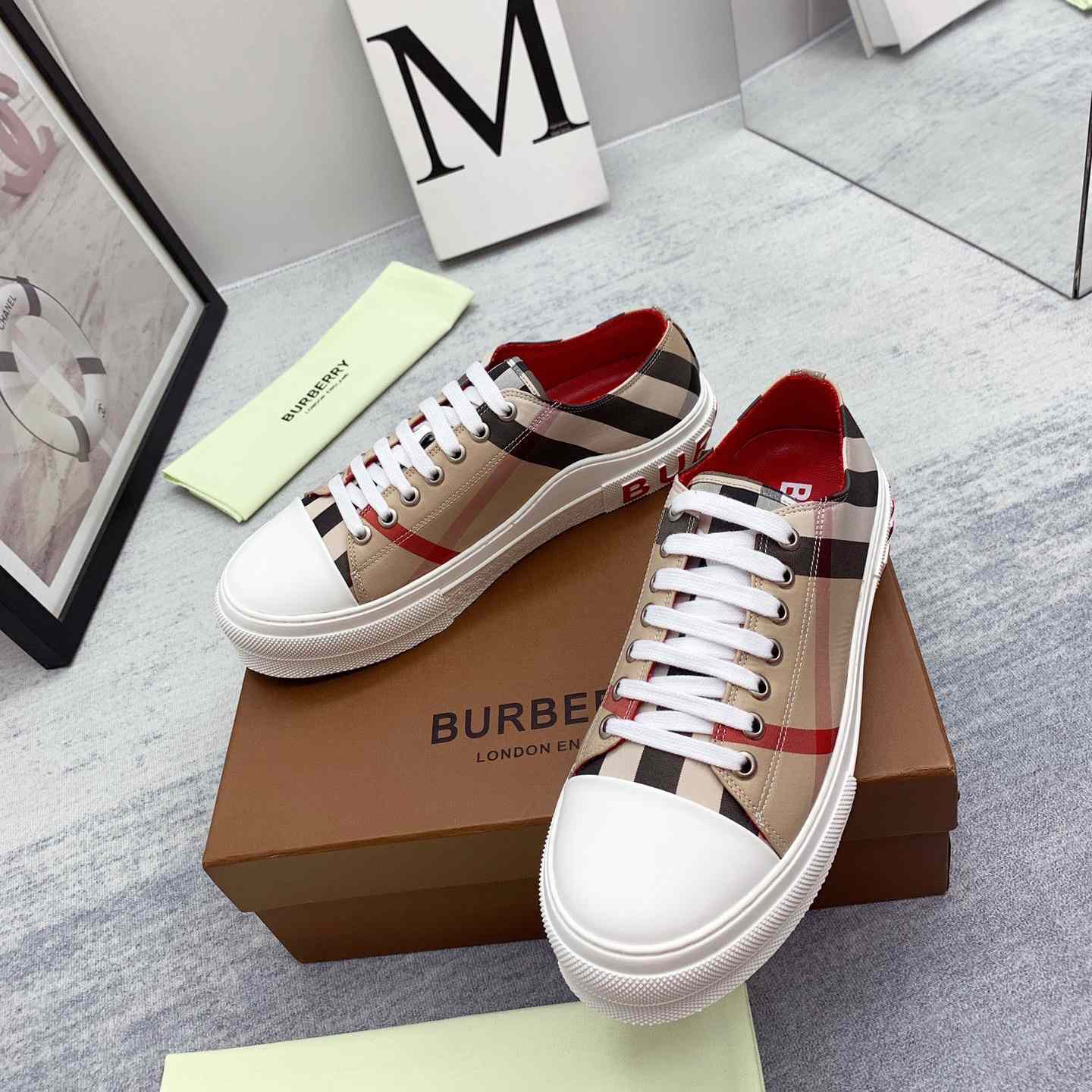 Burberry Check Cotton Sneakers - DesignerGu