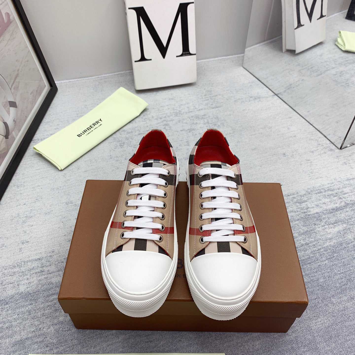 Burberry Check Cotton Sneakers - DesignerGu