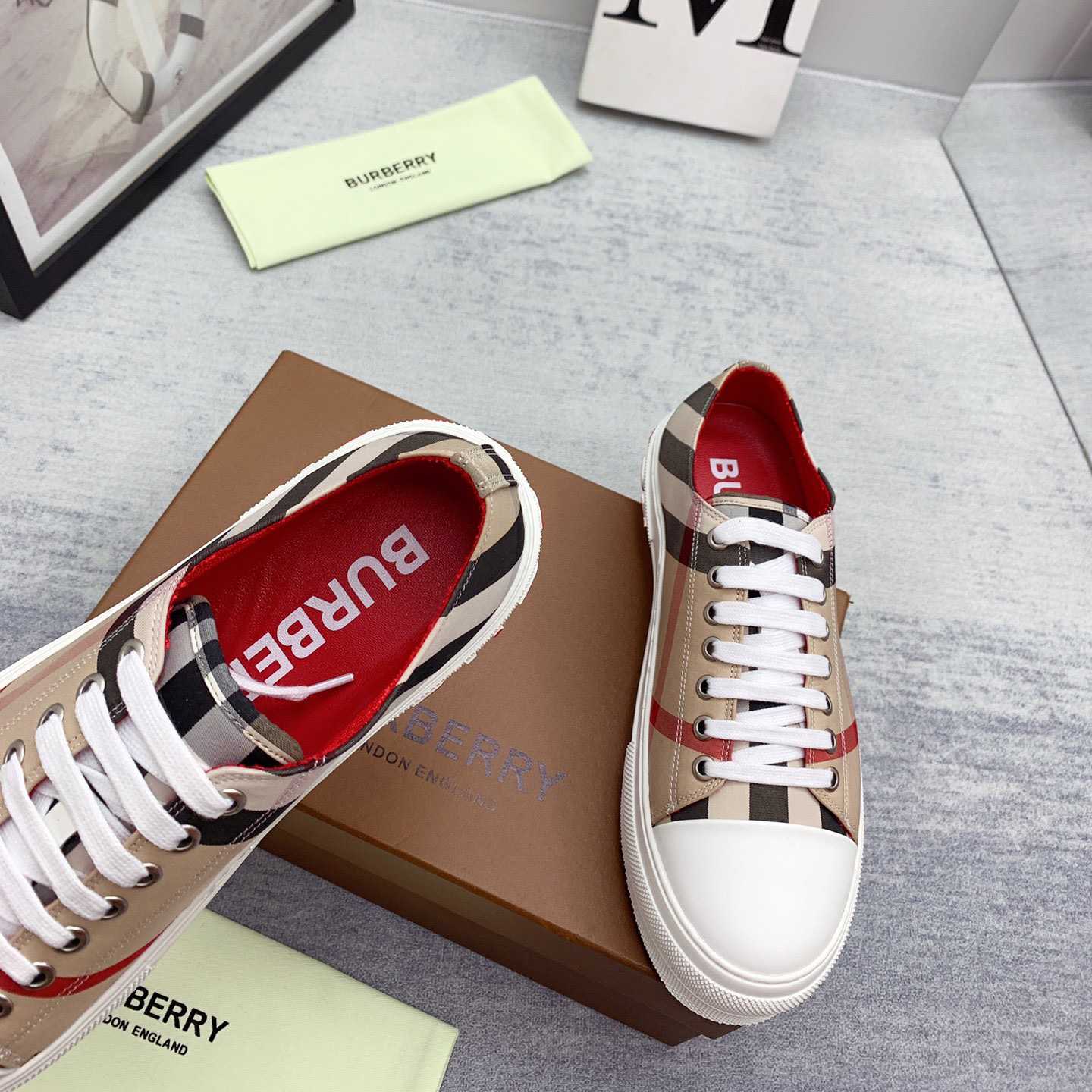 Burberry Check Cotton Sneakers - DesignerGu