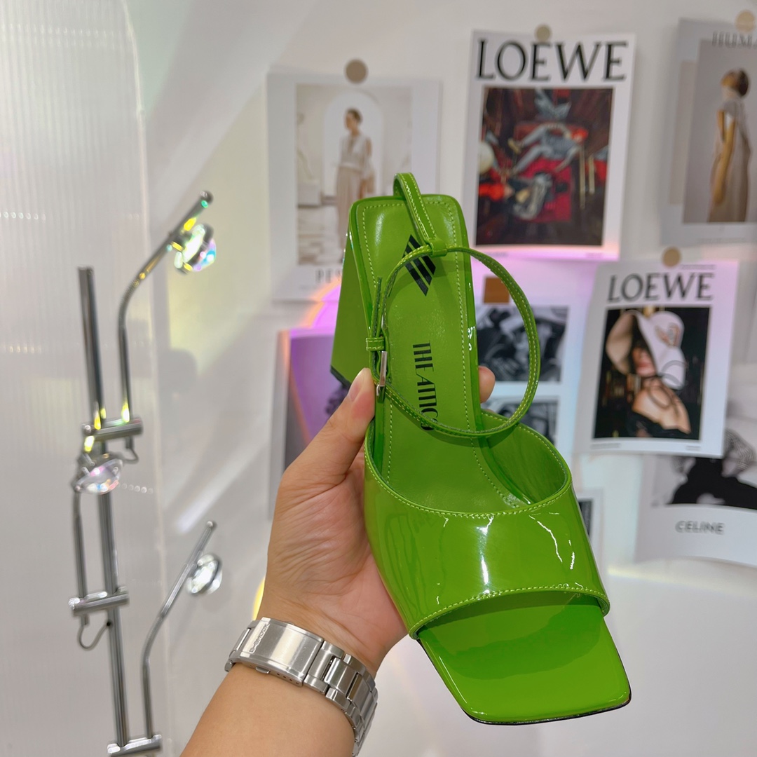 The Attico ''Piper'' Neon Emerald Sandal - DesignerGu