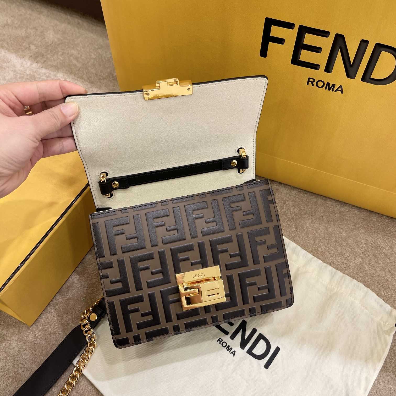 Fendi Kan U Small Brown Leather Mini-Bag(19-13-9cm) - DesignerGu