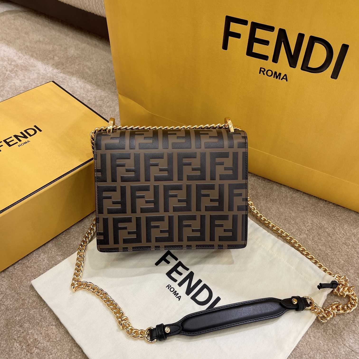 Fendi Kan U Small Brown Leather Mini-Bag(19-13-9cm) - DesignerGu