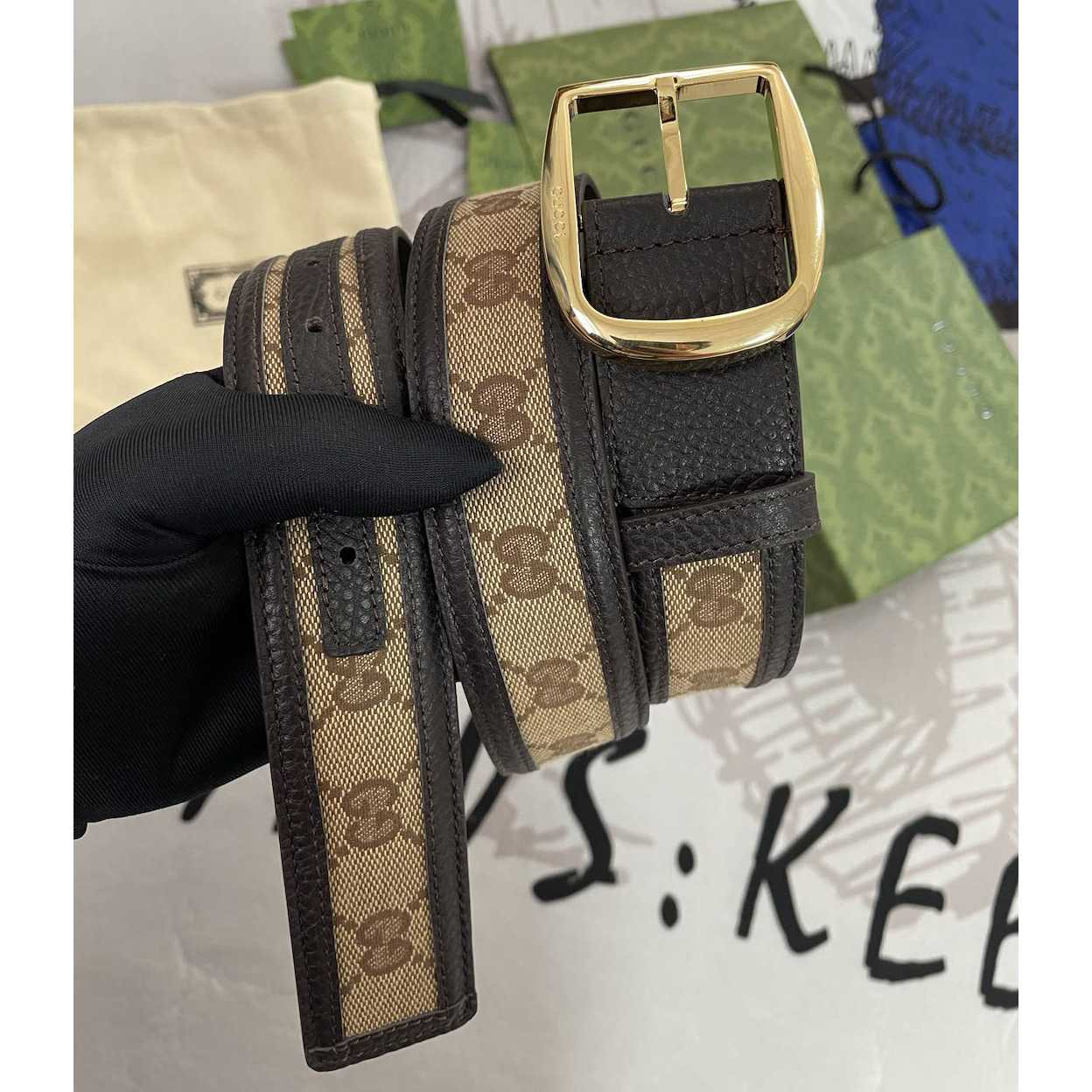 Gucci GG Belt With Square Buckle - DesignerGu