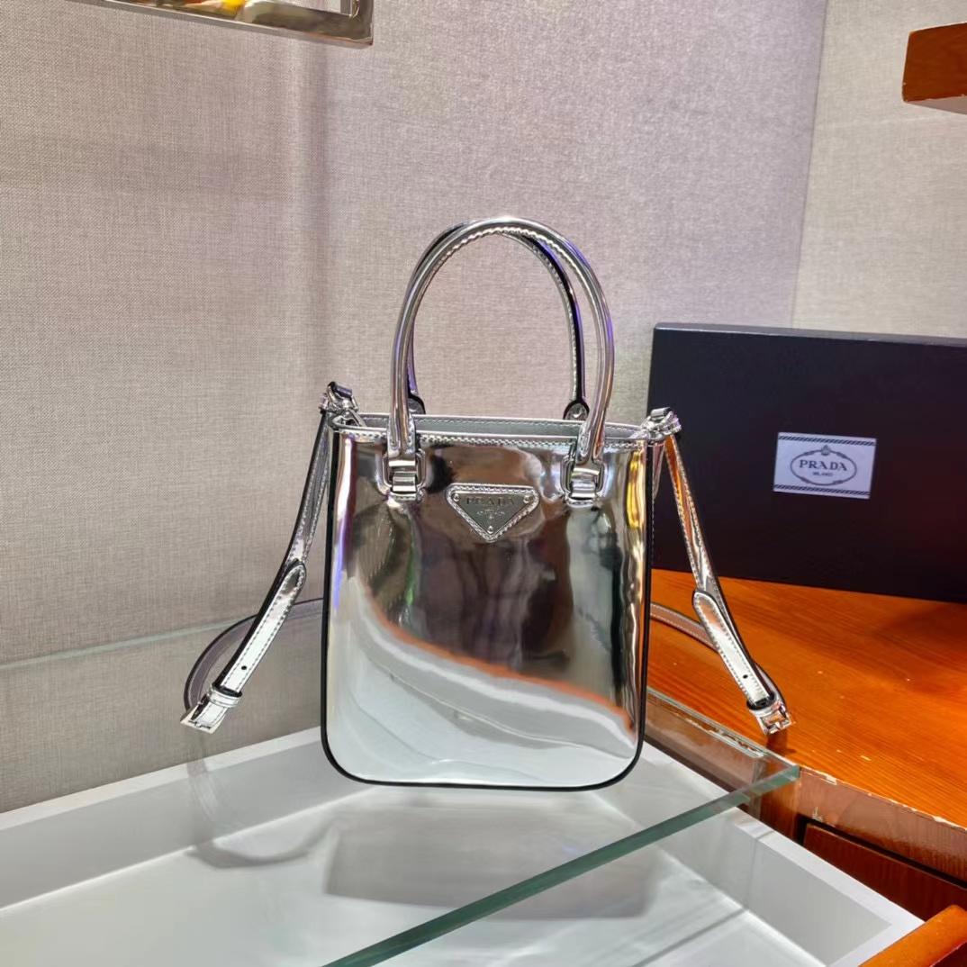 Prada Small Brushed Leather Tote(17.5-15-5cm) - DesignerGu