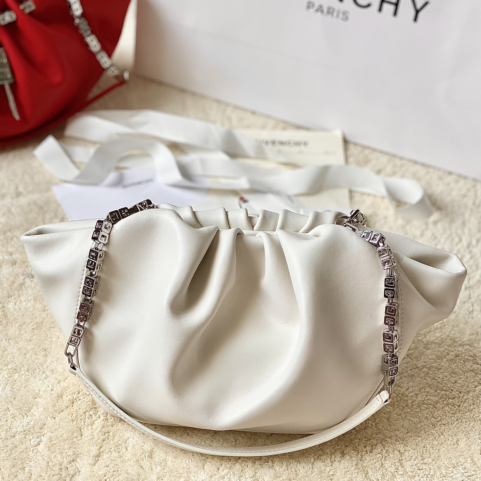 Givenchy Small Kenny Bag In Smooth Leather - Ivory(32-22-17cm) - DesignerGu