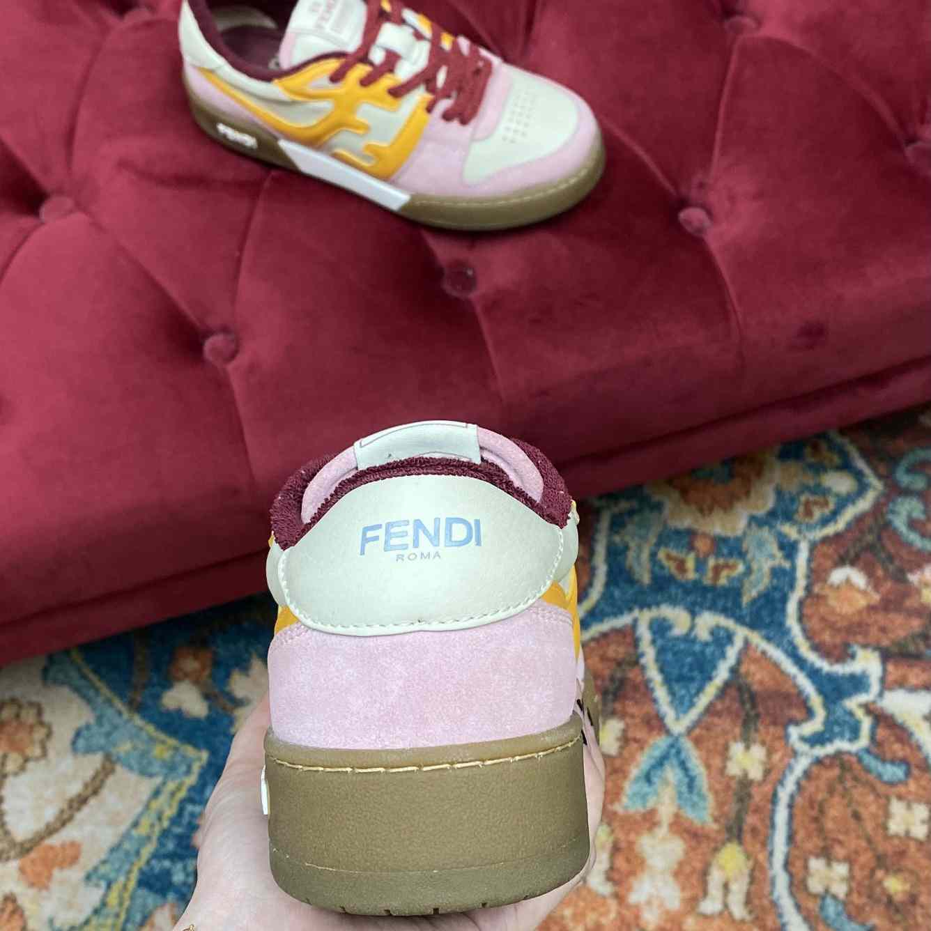 Fendi Match Pink Suede Low-Tops Sneakers  - DesignerGu