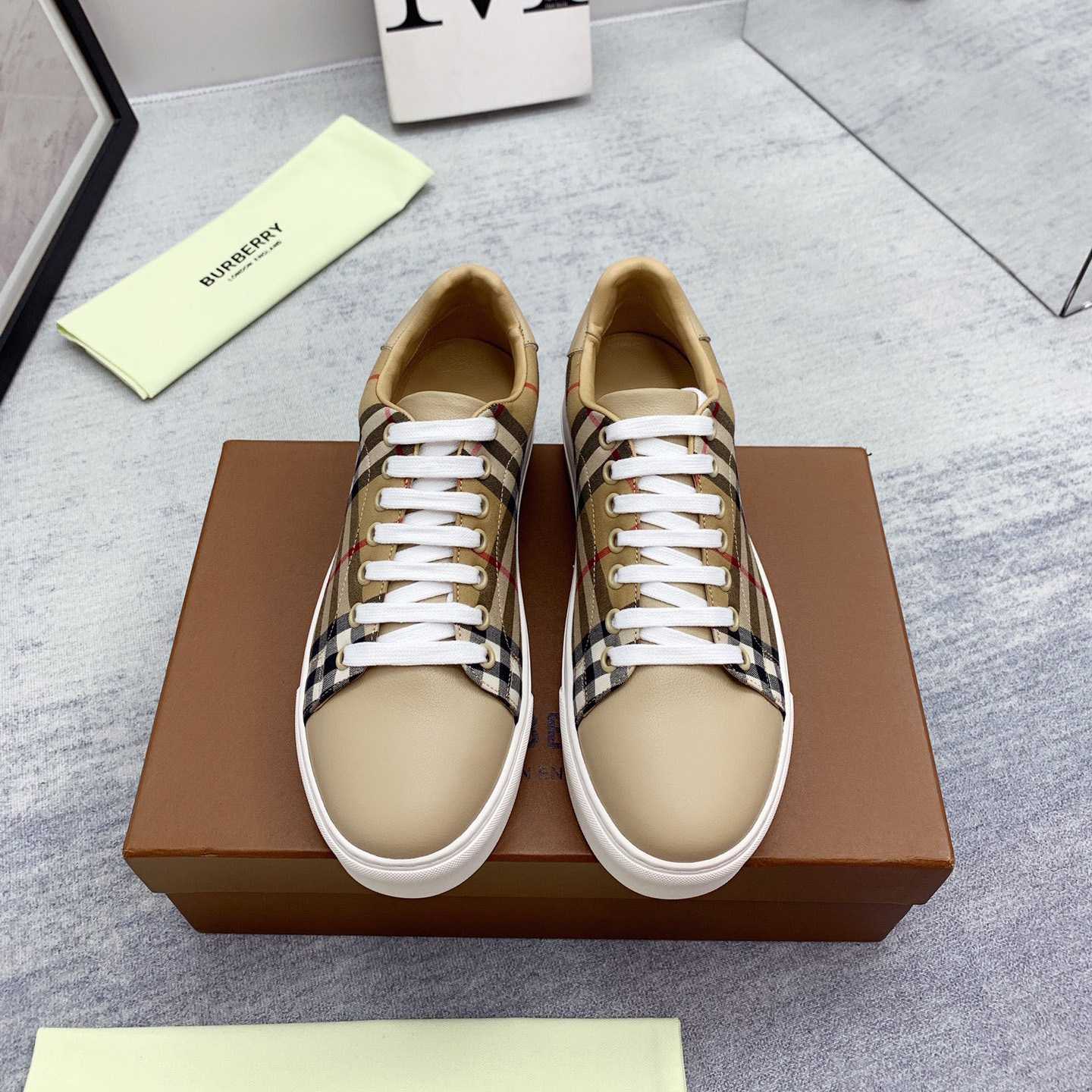 Burberry Vintage Check and Leather Sneakers - DesignerGu