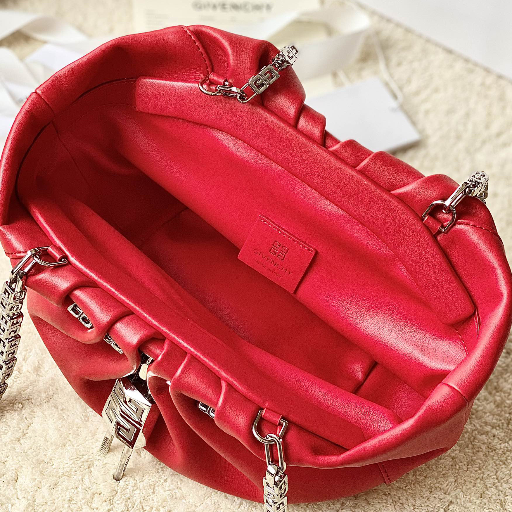 Givenchy Small Kenny Bag In Smooth Leather - Red(32-22-17cm) - DesignerGu