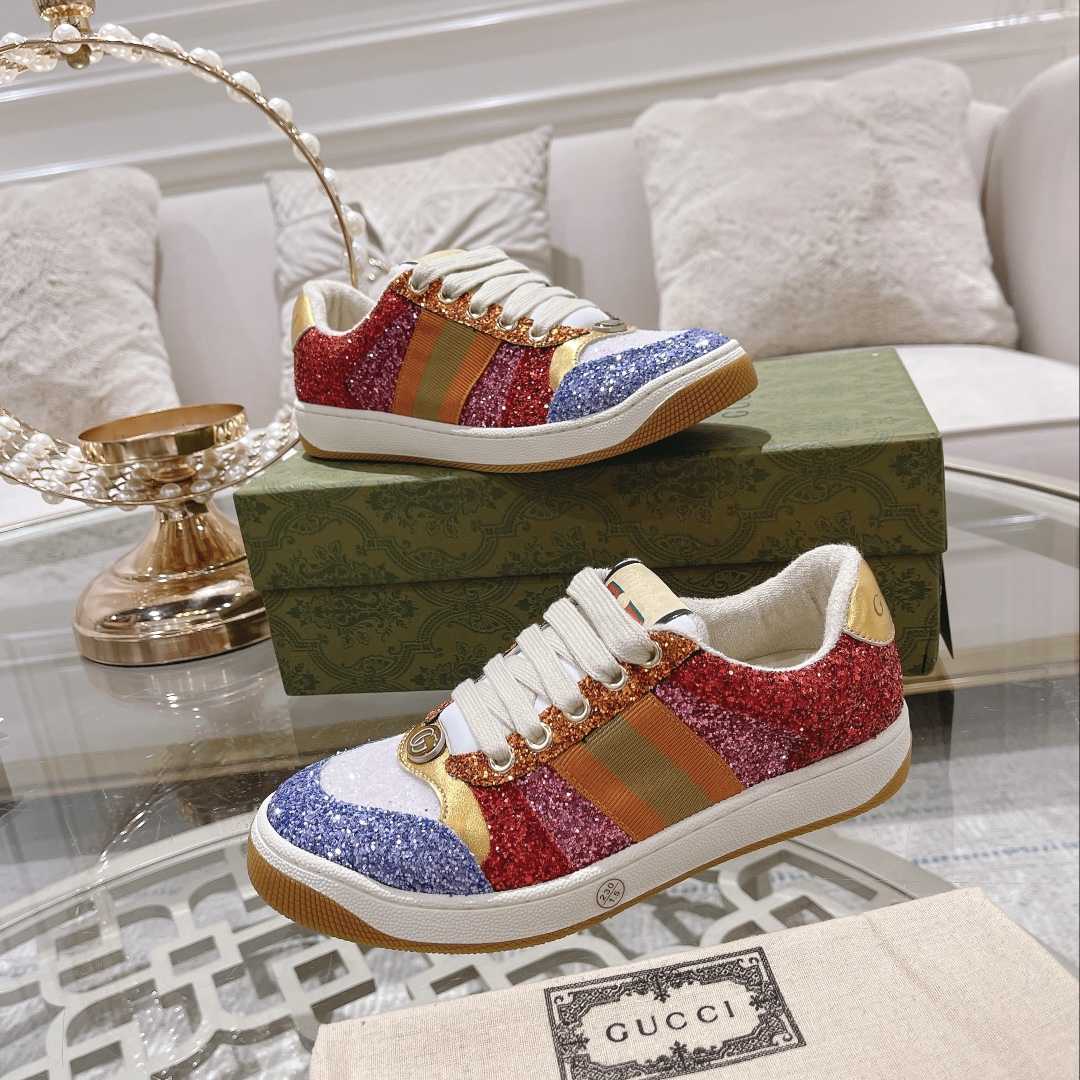 Gucci Lovelight Screener Sneaker With Glitter - DesignerGu