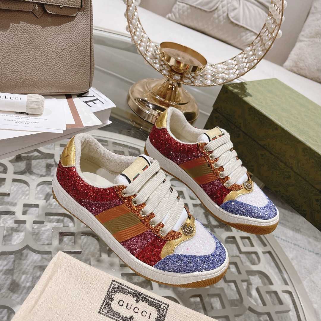 Gucci Lovelight Screener Sneaker With Glitter - DesignerGu