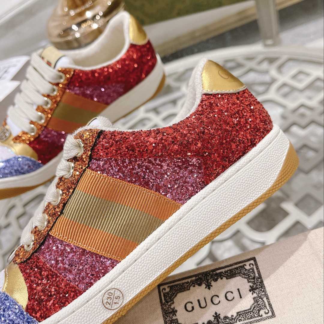 Gucci Lovelight Screener Sneaker With Glitter - DesignerGu