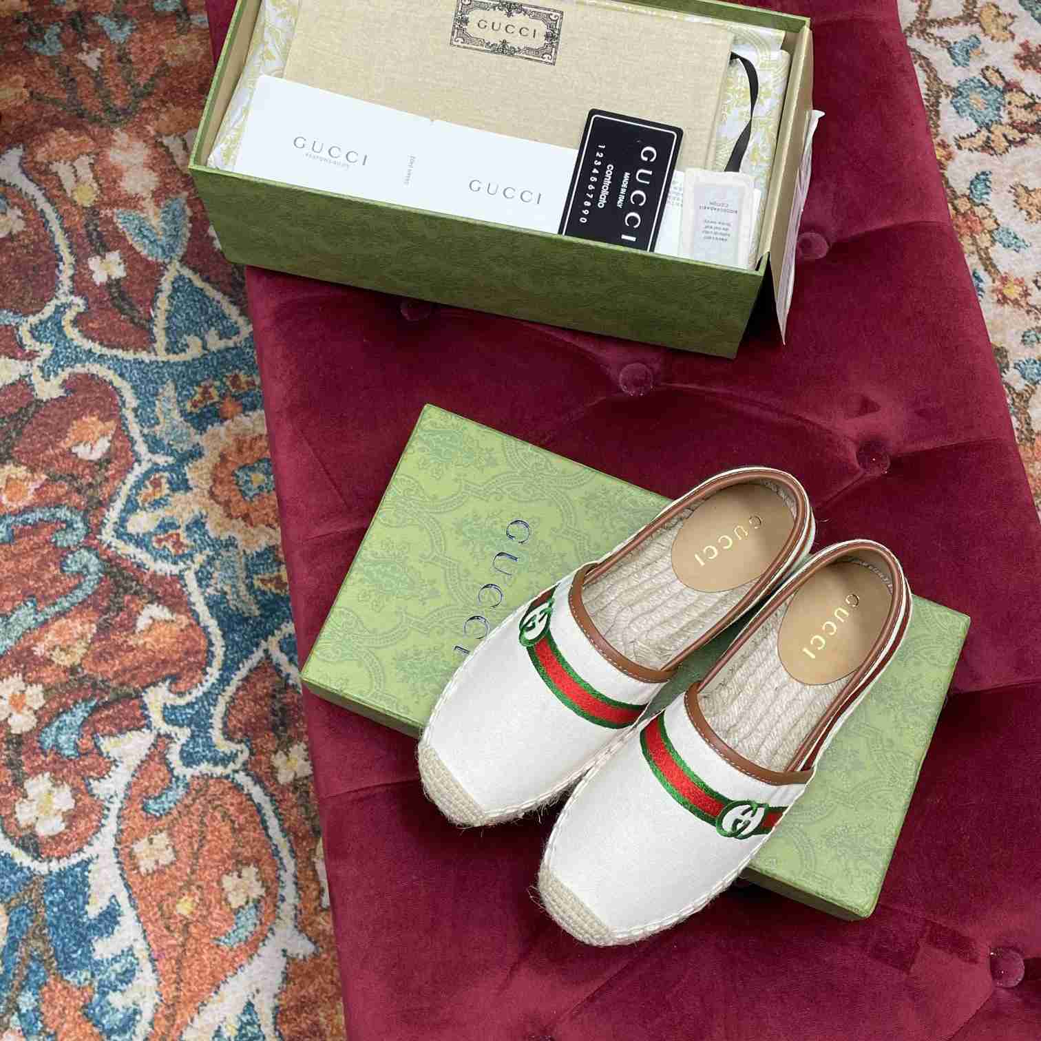 Gucci Embroidered Canvas & Leather Espadrille - DesignerGu