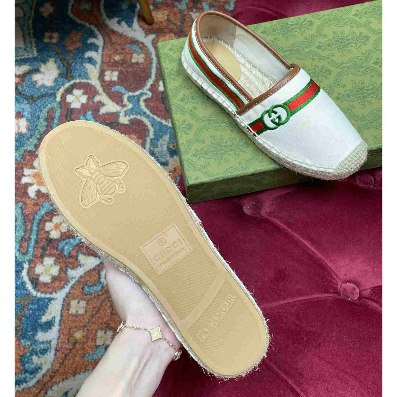 Gucci Embroidered Canvas & Leather Espadrille - DesignerGu