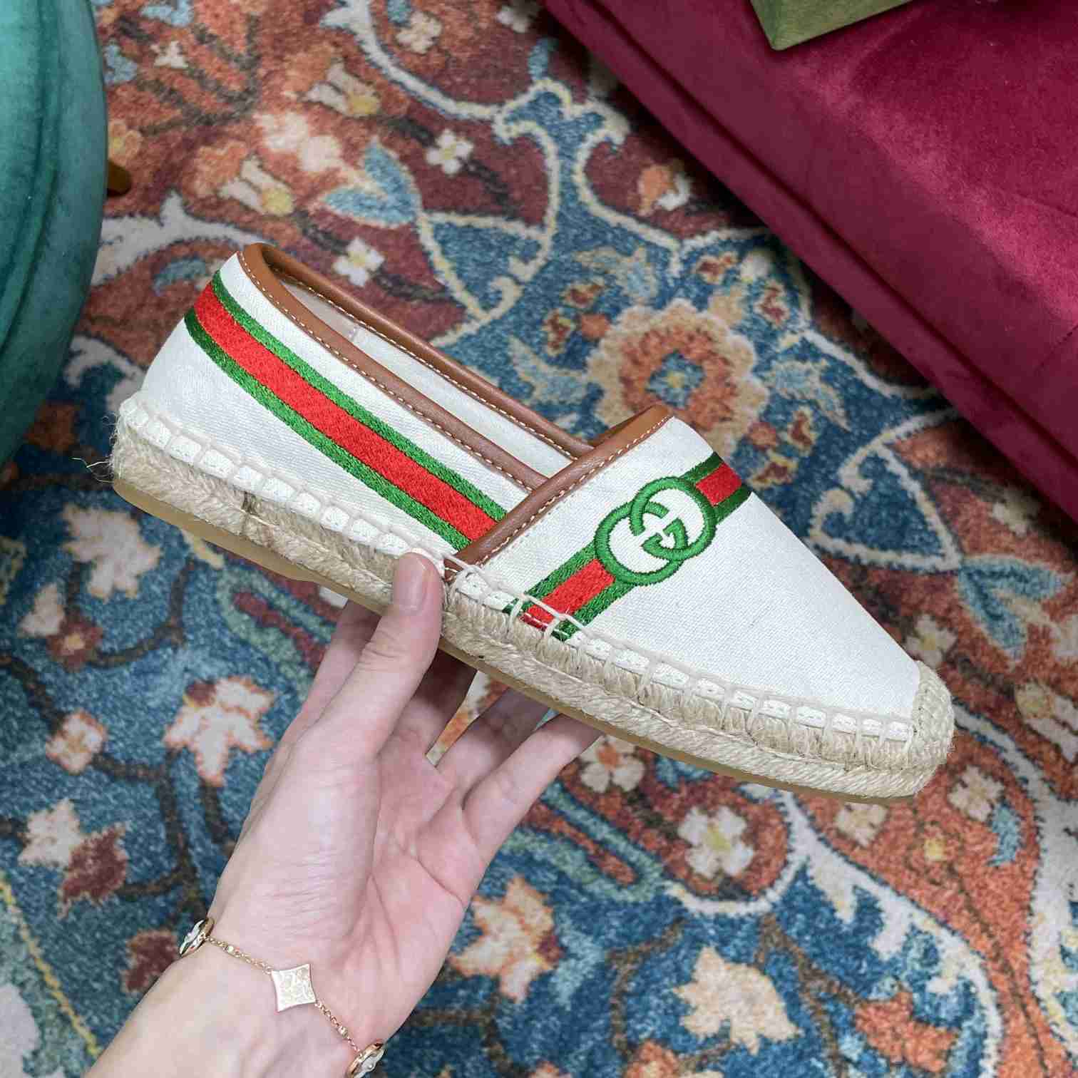 Gucci Embroidered Canvas & Leather Espadrille - DesignerGu