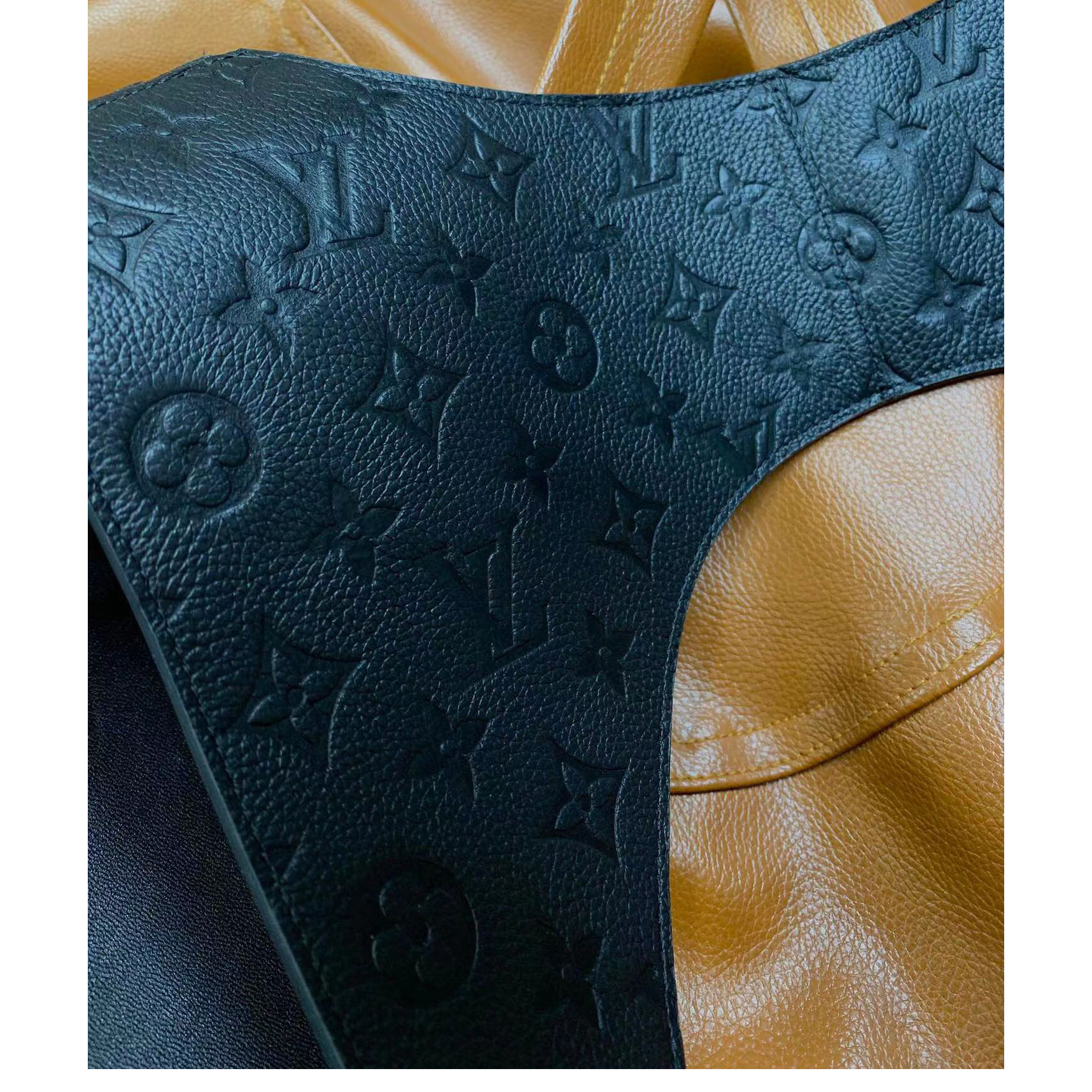 Louis Vuitton Black Monogram Embossed Leather Mid Layer  - DesignerGu