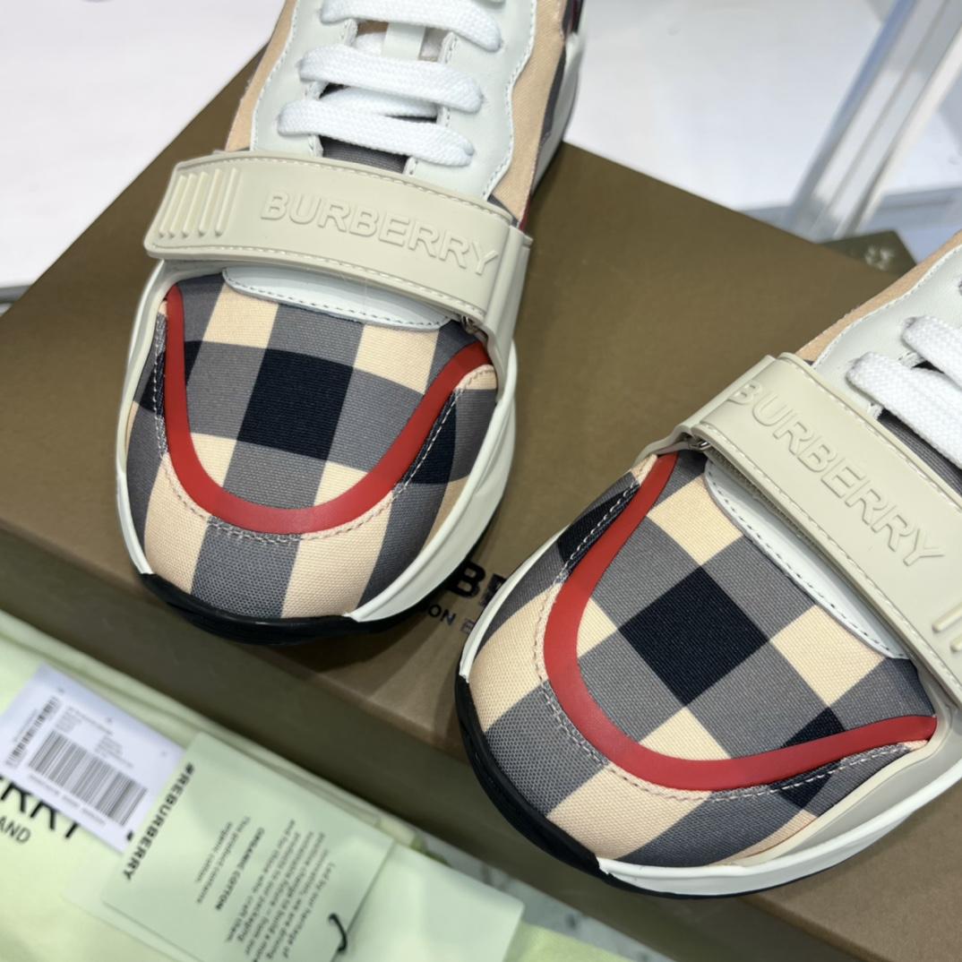 Burberry Check Nylon And Leather Sneakers - DesignerGu