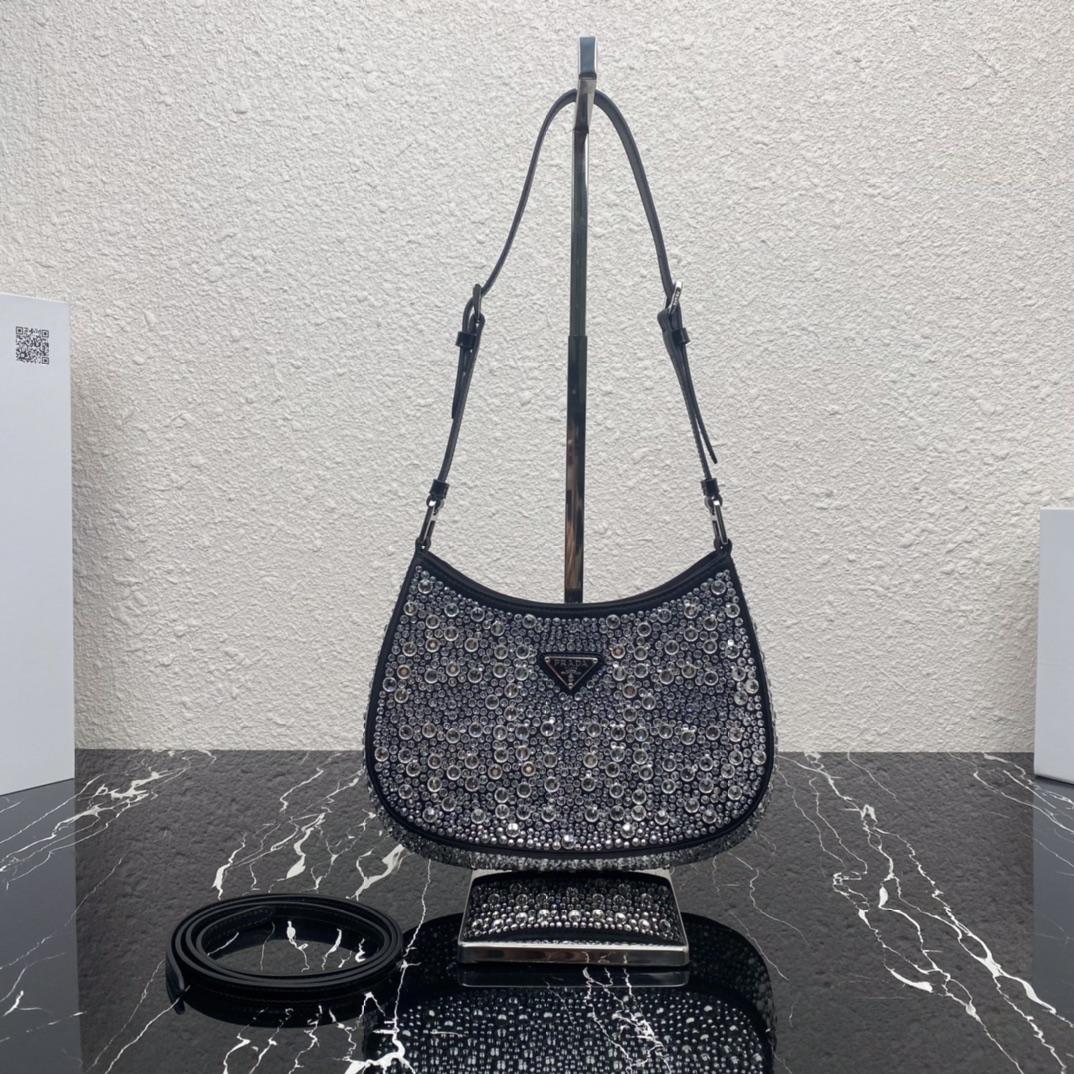 Prada Cleo Satin Bag With Crystals(22-18.5-4.5CM) - DesignerGu