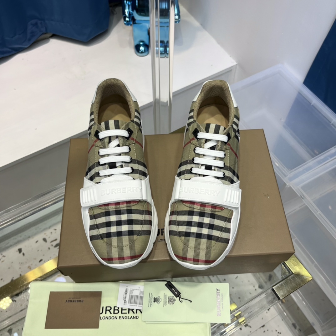 Burberry Vintage Check, Suede And Leather Sneakers - DesignerGu