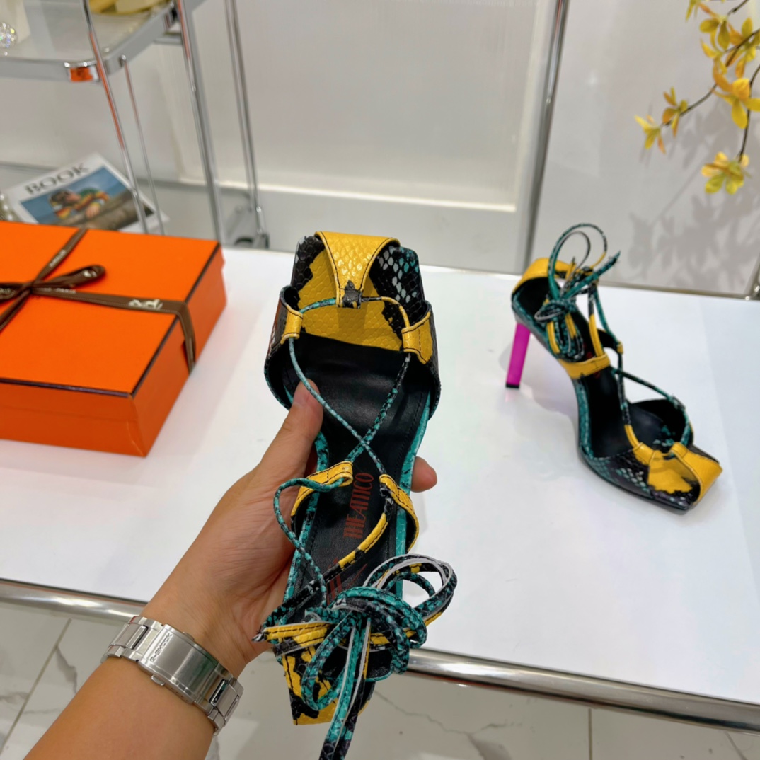 The Attico ''Adele'' Green And Yellow Sandal - DesignerGu