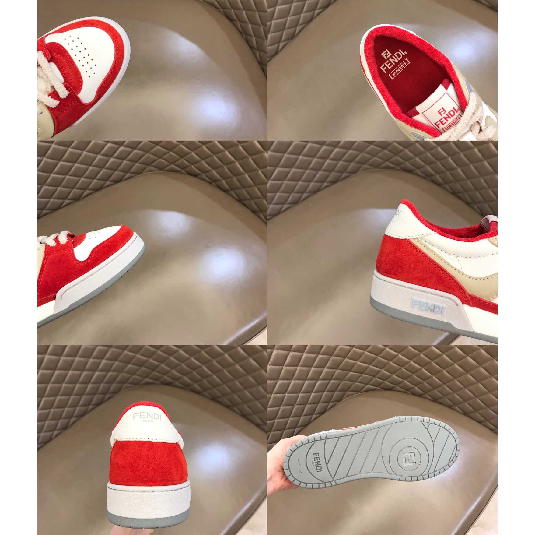 Fendi Red Leather Low-Tops Sneakers - DesignerGu