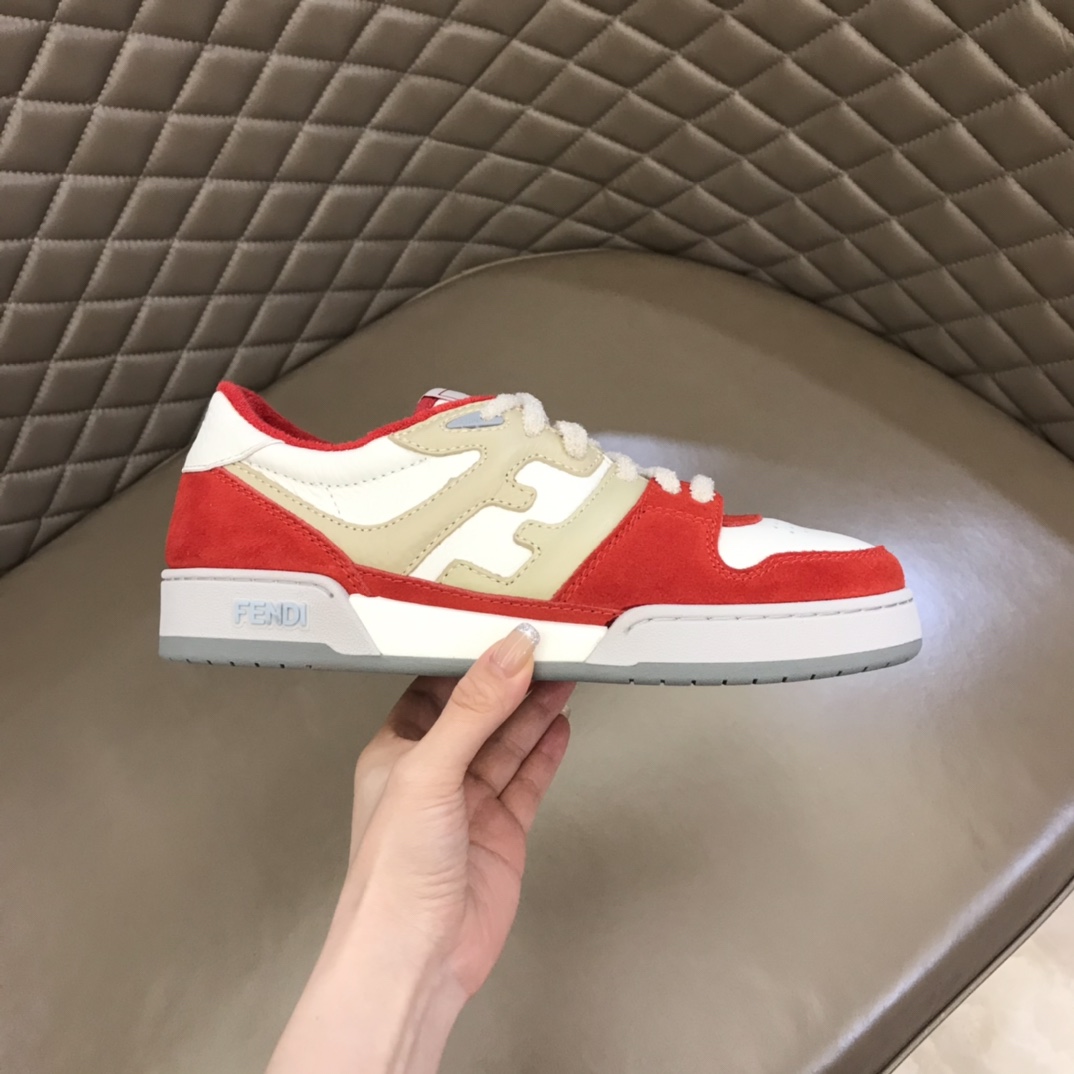 Fendi Red Leather Low-Tops Sneakers - DesignerGu