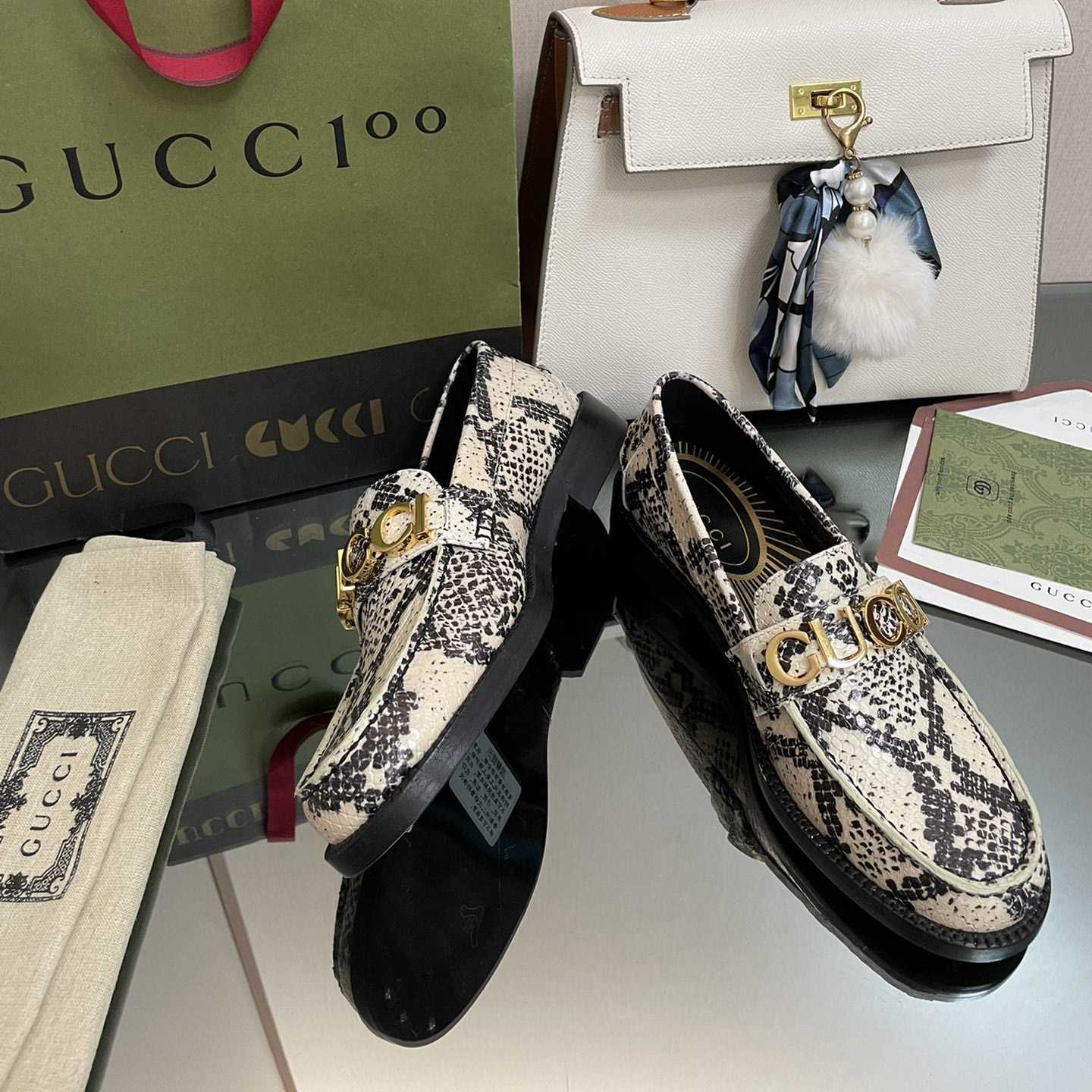 Gucci Women's Gucci Python Print Loafer - DesignerGu