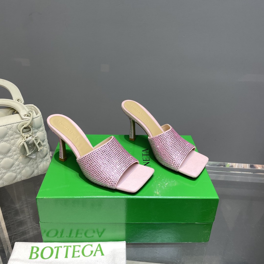 Bottega Veneta Stretch Strass-Embellished Silk Mules - DesignerGu