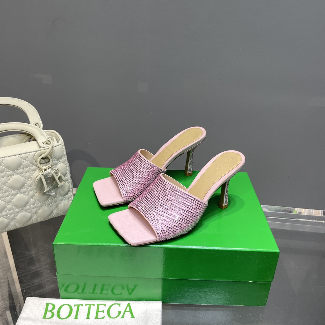 Bottega Veneta Stretch Strass-Embellished Silk Mules - DesignerGu