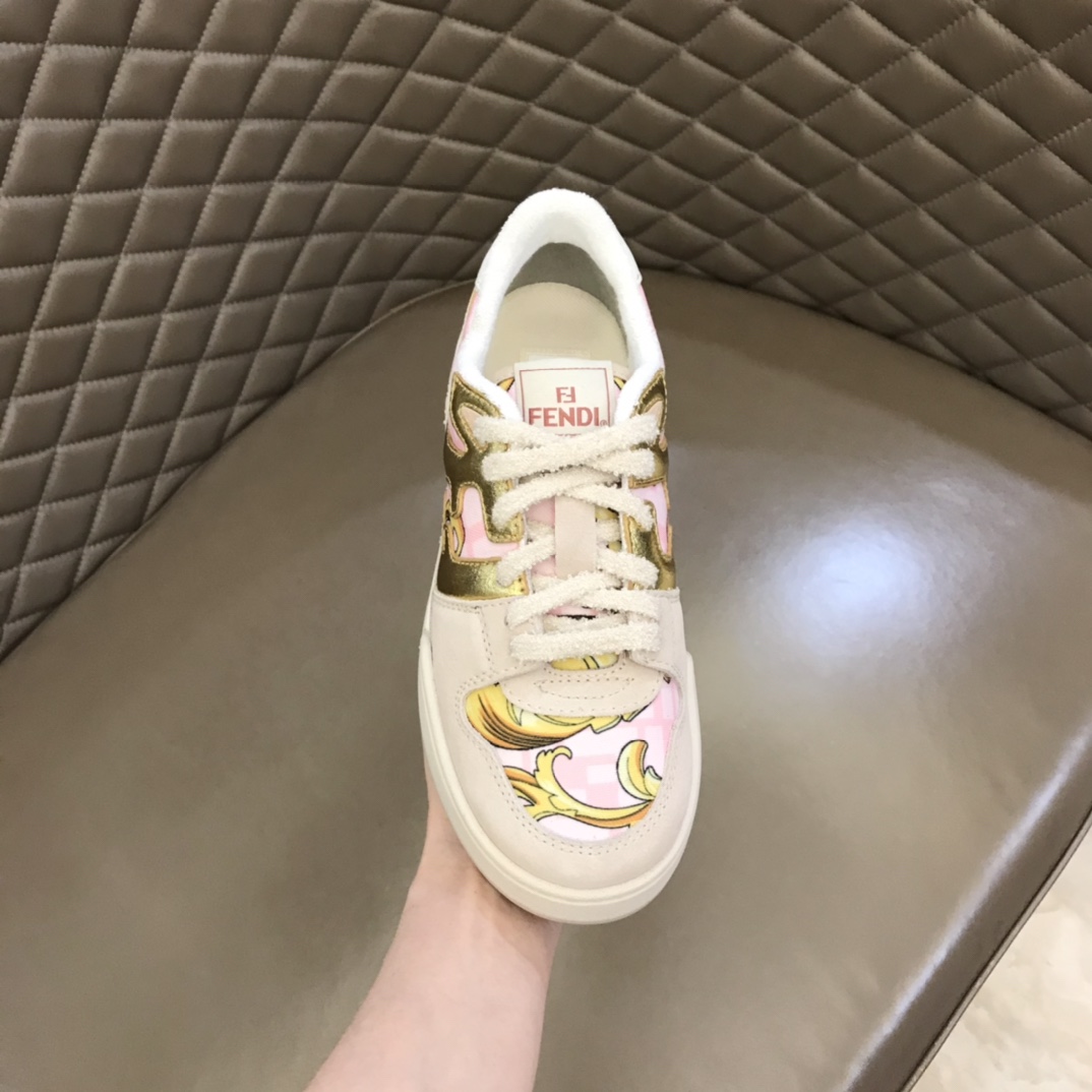 Fendi Match Fendace Printed Pink Satin Low-Tops Sneakers - DesignerGu