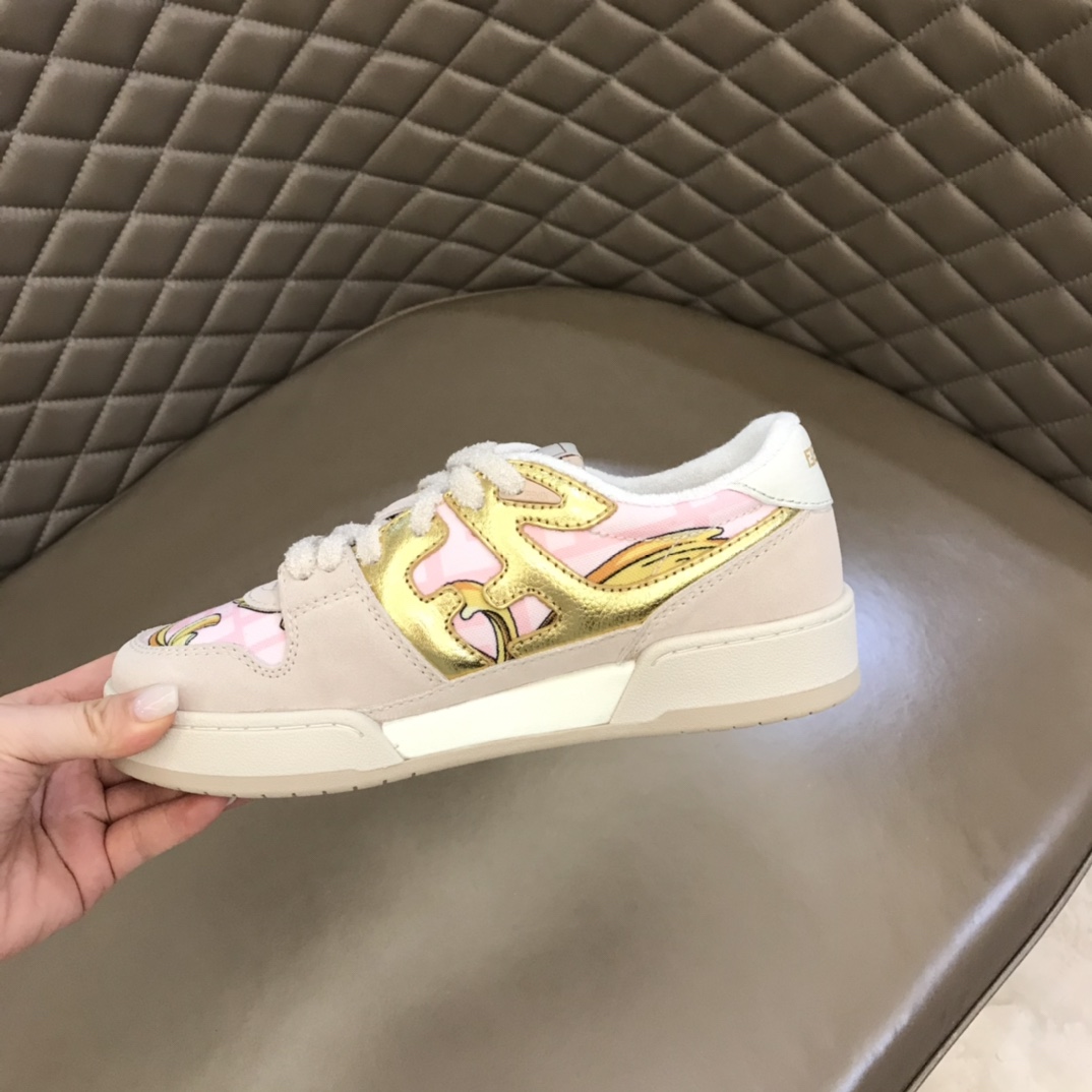 Fendi Match Fendace Printed Pink Satin Low-Tops Sneakers - DesignerGu