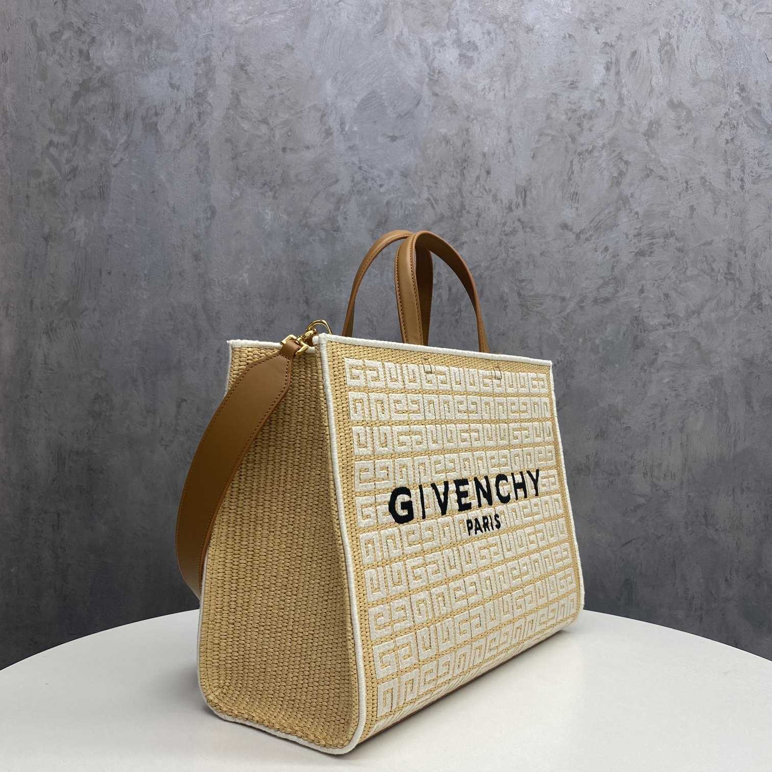 Givenchy Medium G Tote Shopping Bag In 4G Embroidered Raffia(37-28-11 cm) - DesignerGu