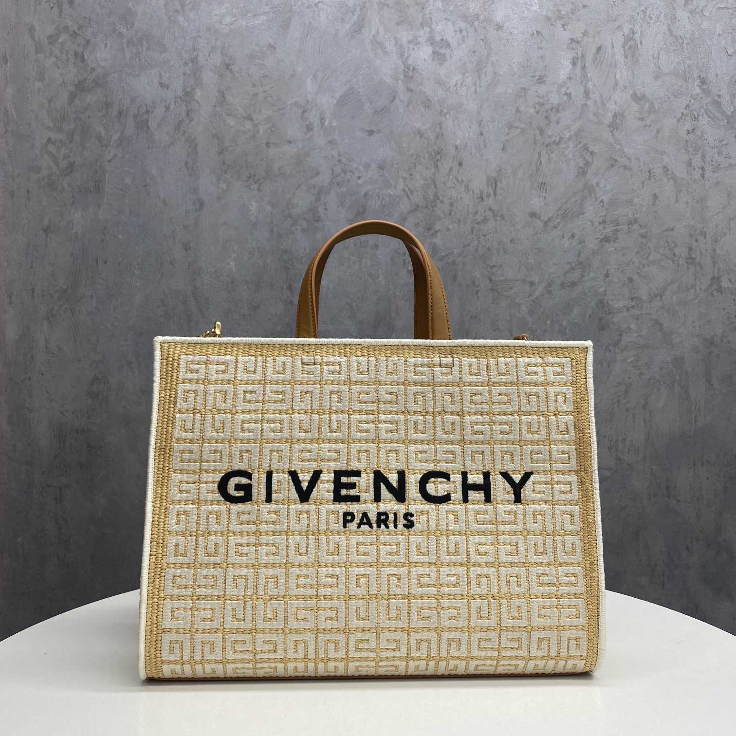 Givenchy Medium G Tote Shopping Bag In 4G Embroidered Raffia(37-28-11 cm) - DesignerGu