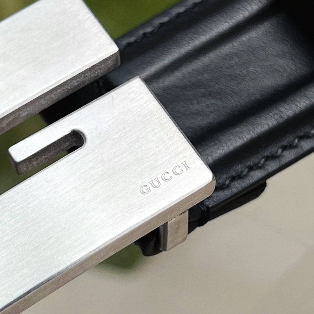 Gucci Thin Belt With Engraved Square G Buckle - DesignerGu