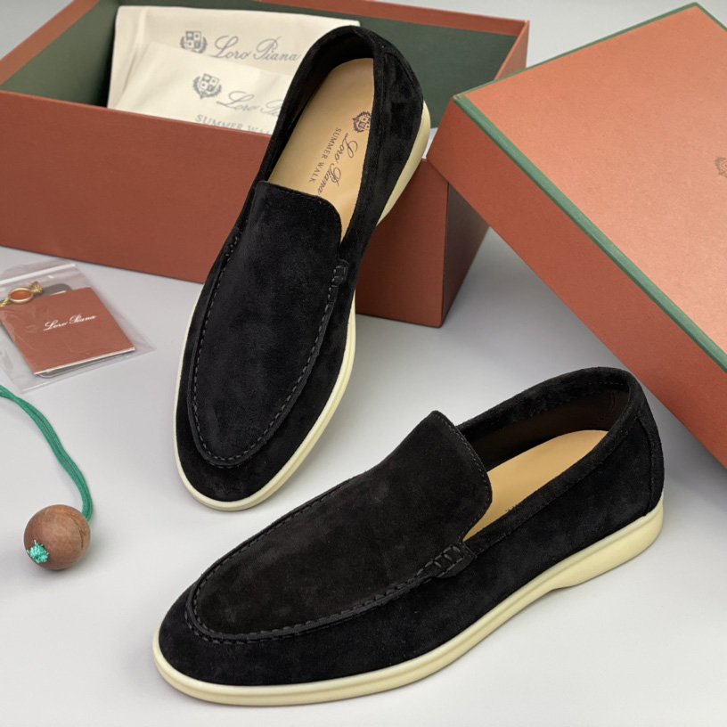 Loro Piana Summer Walk Loafers In Black - DesignerGu